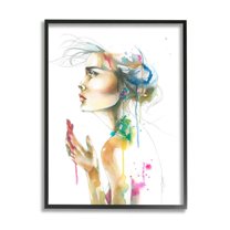 Stupell Industries Elegant Female Side Portrait Abstract Watercolor Drip Design by Elisaveta Stoilova
