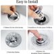 thumbnail image 5 of Tapón de lavabo universal de 2 piezas, tapón de fregadero emergente, filtro de drenaje antibloqueo para fregadero de cocina de baño, aplicable a un diámetro de 34-40 mm (plata) TUNC Sencillez, 5 of 5