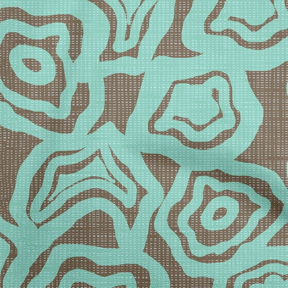 oneOone Polyester Spandex Turquoise Blue Fabric Abstract Floral Sewing Material Print Fabric By The Yard 56 Inch Wide