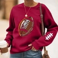 thumbnail image 1 of TaTaai Women Baseball Print Crew Neck Long Sleeve Drop Shoulder Top Hoodie Ladies Spring Autumn Daily Commute Street Wear Soft Comfortable No Fading Machine Washable Stylish Top Gift, 1 of 4