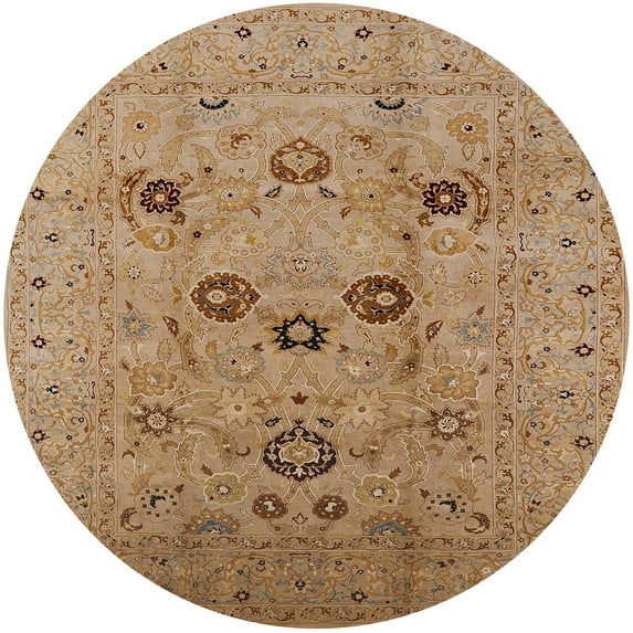 Ahgly Company Indoor Round Mid-Century Modern Brown Sand Brown Oriental Area Rugs, 8' Round