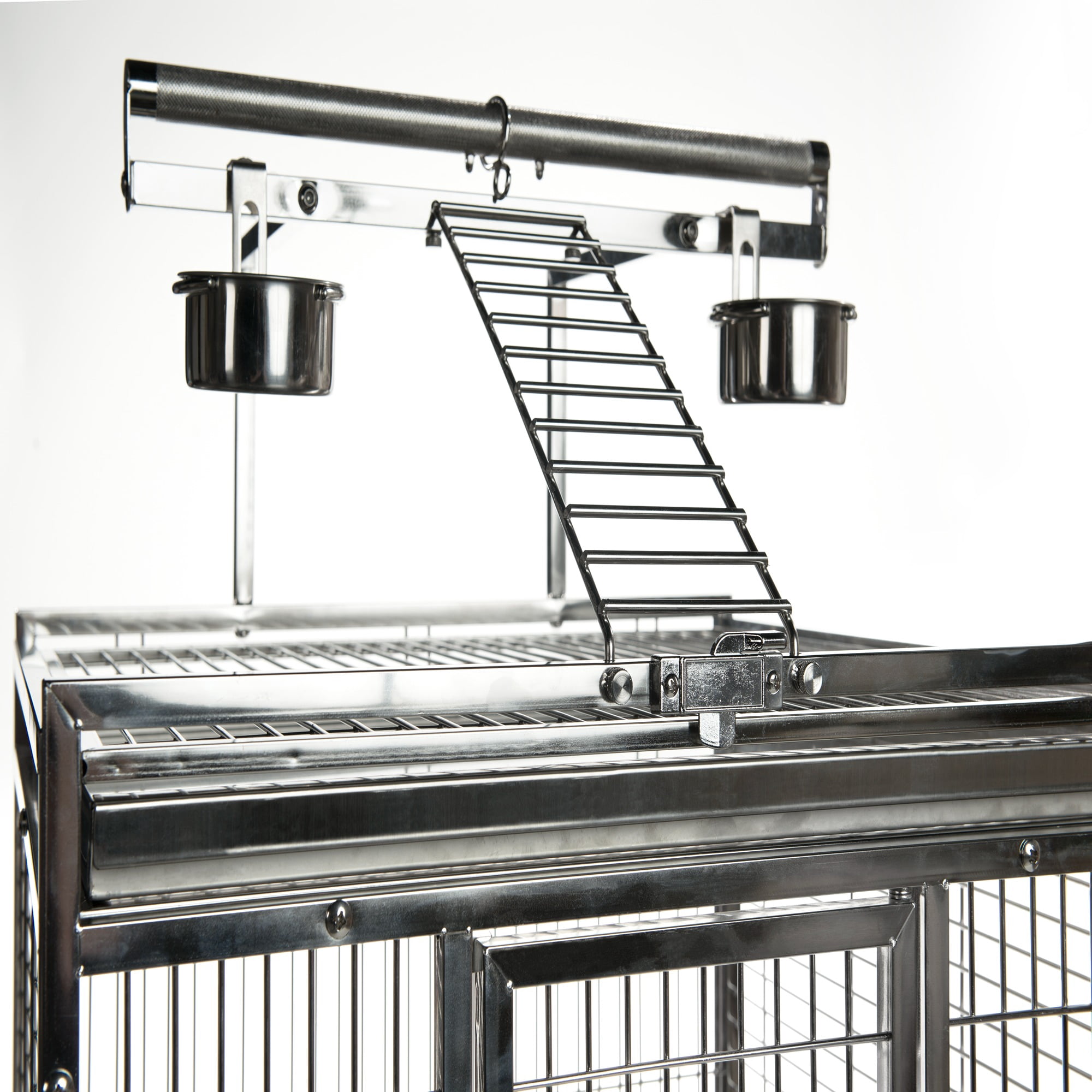 Prevue Pet Products Stainless Steel Playtop Bird Cage - Ideal for Cockatiels, Quakers, Green Cheek Conures, Parakeets, Lovebirds, Small Amazons, Parrots, Rolling Enclosure - Stainless Steel, Medium