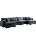 thumbnail image 6 of Modern Corduroy U-Shaped Sectional Sofa with Ottomans, 4-Seater Soft Fabric Couch in Grey for Living Room & Apartment, 6 of 10
