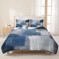 thumbnail image 3 of Twin XL Quilt Set 68''x98'', Navy Blue Ombre Lightweight Summer Bedspread Coverlet Set with 2 Pillow Shams, Modern Oil Painting Geometric Breathable All Season Quilt Bedding for Dorm/Guest Room, 3 of 9
