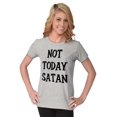 thumbnail image 3 of Not Today Satan Funny Christian Womens Fitted Plus Size Graphic Tee Brisco Brands 2X, 3 of 5
