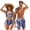 Blue Hibiscus, variant on Green Fire Matching Bathing Suits for Couples Trendy Womens Bikini Sets Sexy Tie Knot Quick Dry Summer Shorts Swimwear for Women Men Summer Couples Swimsuits Matching Sets-S