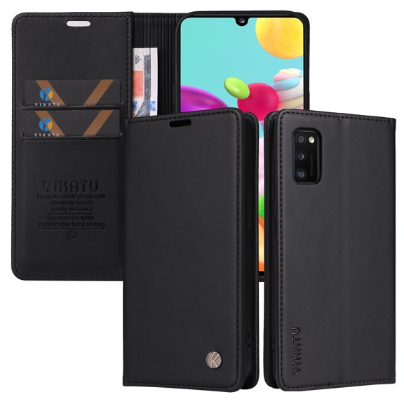 TECH CIRCLE For Samsung Galaxy A13 5G Shockproof Case,360 Protection Luxury Solid Color PU Leather Magnetic Closure Flip Wallet Credit Card Kickstand Soft TPU Cover.For Samsung Galaxy A13 5G,Black