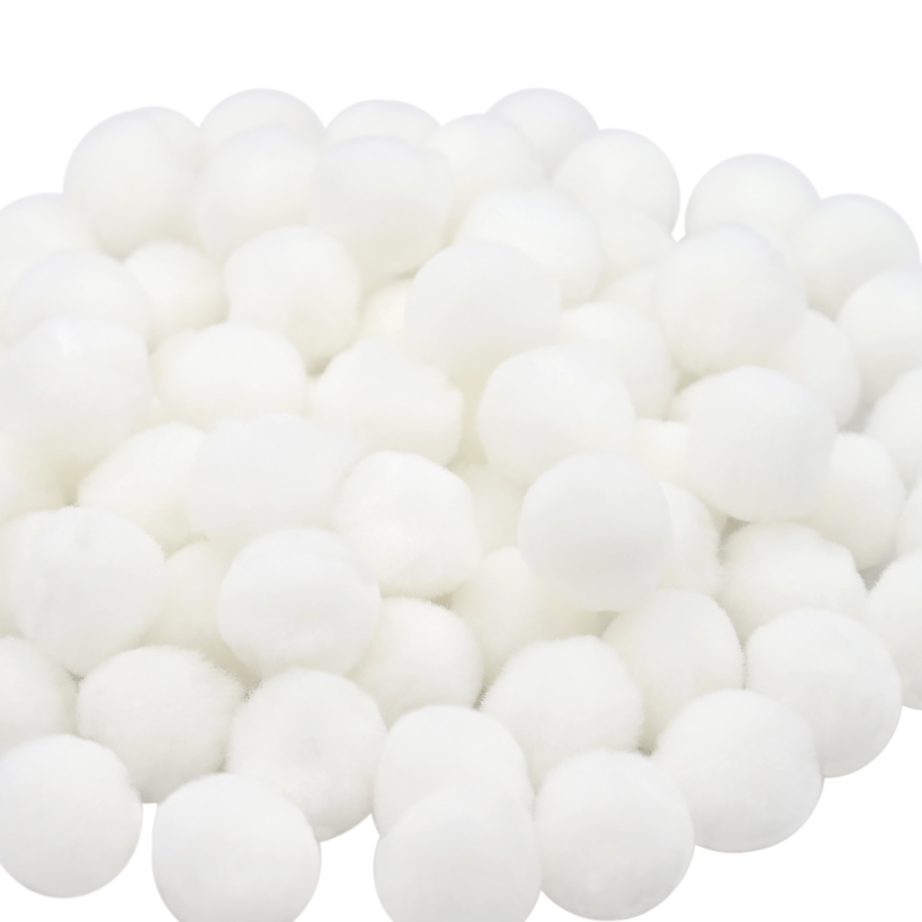 Hello Hobby White Craft Pom Poms, 1 inch, 80 Piece Set for DIY and Crafts