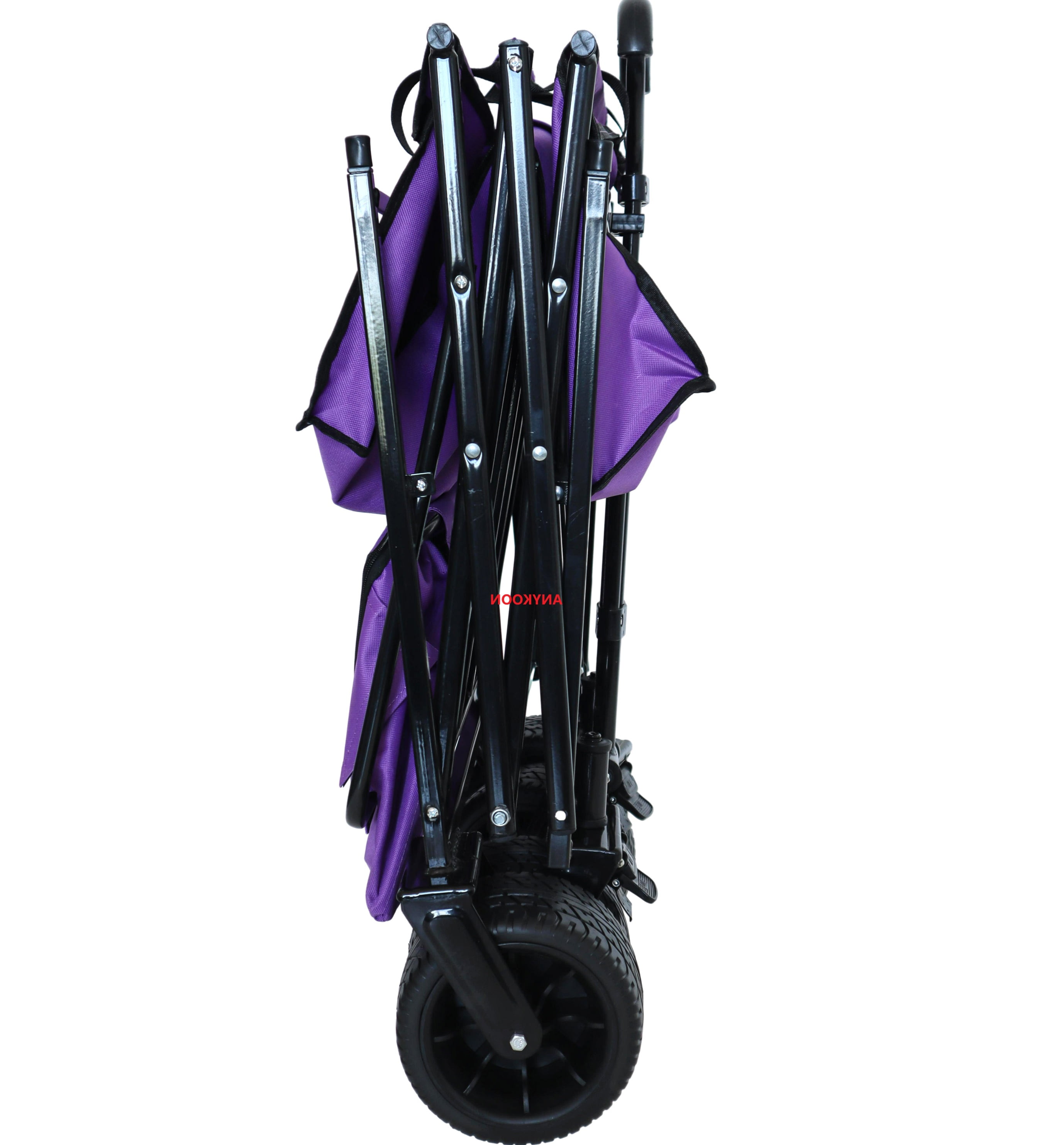 Anykoon Large Capacity 480Lbs Collapsible Wagon with Canopy, Lightweight Foldable Wagon Stroller with 7" All-Terrain Wheels, for Camping, Shopping, Sports, and Garden Use, purple