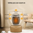 thumbnail image 6 of 750W/1500W Ceramic Space Heater, Electric Portable Heater Fan with Thermostat, Mini Indoor Heating for Home Dorm Office Desktop Kitchen, Ideal Valentine's Day Gift, 6 of 12