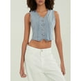 thumbnail image 4 of Bmnmsl Women's Button-up Denim Vests V Neck Sleeveless Boyfriend Jean Waistcoat Crop Jacket Casual Y2K Gilet Stretwear, 4 of 9