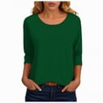 thumbnail image 2 of Towmus Womens Tops 3/4 Sleeve Solid Color Crew Neck T Shirt Oversized Casual Women Blouse Business Work Summer Dresses S-3XL Under $6, 2 of 6