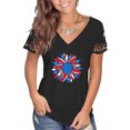 thumbnail image 3 of OAVQHLG3B Summer Tops for Women 4th of July Outfits for Women Patriotic ShirtsWomen's Summer V-neck Independence Day Printed Tops T-Shirts Casual Lace Short Sleeve Blouse, 3 of 8