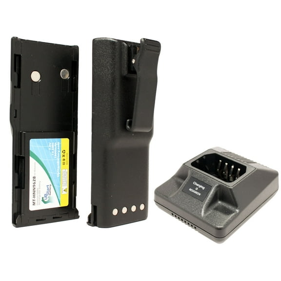 2x Pack - Motorola LTS2000 Battery   Charger - Replacement for Motorola HNN9628 Two-Way Radio Battery and Charger (1800mAh, 7.5V, NI-MH)