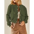 thumbnail image 5 of Womens Jacket Fall Winter Long Sleeve Stand Collar Shacket with Side Pocket Coat Army Green S, 5 of 8