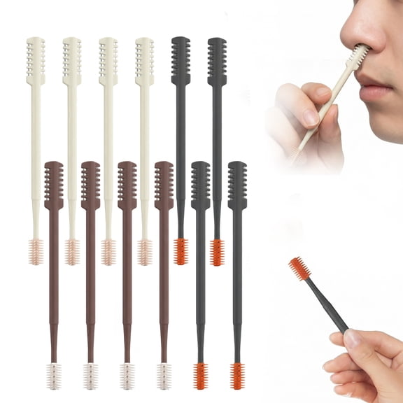 12 Pcs Nose Hair Trimmer for Men Women - 2-in-1 Nasal Cutter Upgrade Double Sided Nose Knife, 360 Nostril Hair Remover Tool, Trimmer for Men, Women, Soft Cleaning Brush