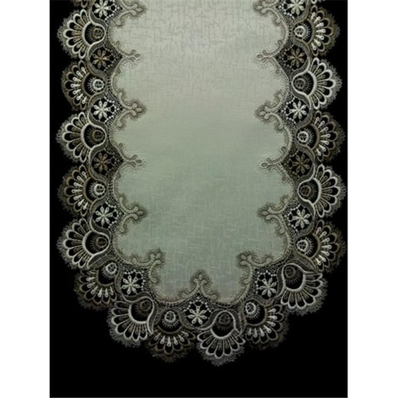 Sinobrite H8139-FF Cocoa Lace Runner- 12 x 65 in.