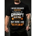 thumbnail image 1 of Men'S Casual Crew Neck T-Shirt, 100% Polyester Knit Fabric, Short Sleeve, Regular Fit, Slight Stretch, with Humorous "Grumpy Old Man" Print, for Summer, Adult & Teen Pullover Top, 1 of 5