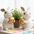 thumbnail image 5 of SLYNSHome Set of 2 Easter Decorations Bunny Figurines with Eggs,Spring Rabbit Tabletop Decor Bunny Statues for Home Table Office Kitchen Farmhouse, 5 of 6