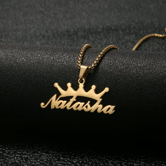 Custom Crown Name Necklace Personalized Choker Custom Name Lobster Clasp Necklace Handmade Nameplate Pendant Necklaces