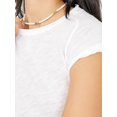 thumbnail image 4 of EYIIYE Hauts Basiques Unis pour Femmes, Blouses Ajustées à Col Rond, T-shirt à Manches Courtes, Ourlet Roulé, Hauts Courts pour Adolescentes pour l'Été, 4 of 5