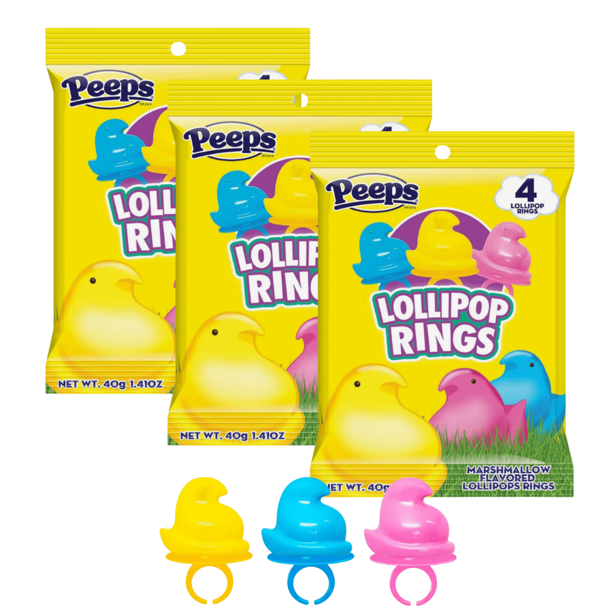Easter Lollipop Rings Marshmallow Chick Lollipops Candy, Individually  Wrapped Pops, Birthday Holiday Party Favors Gifts Basket Stuffers Egg Hunt  Fillers Decorations, 1.41 oz Bags, Pack of 3 - Walmart.com