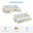 thumbnail image 2 of Mjkone 103’’ Pull-Out Sleeper Sofa Bed with Storage Chaise,6 Seat U-shaped Sectional Couch for Living Room,Beige, 2 of 12