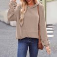 thumbnail image 6 of ATOYSOY Women's Crew Neck Blouses Outwear Loose Ribbed Sweaters Casual Hoodie Sweatshirts Solid Color Pullover with Pockets Long Sleeve Dressy Tunic Tops Fall Winter Brown M, 6 of 9