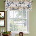 thumbnail image 4 of Vintage Country Valances for Windows, Decorative Rod Pocket Window Valance Curtains, Blue Rustic Texas Star Vines Wooden Grain Short Curtain Drapes for Kitchen/Living Room, 2 Panels, 60" W x 18" L, 4 of 8