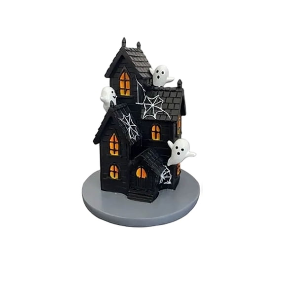 Halloween Decorations, Halloween Village Houses Resin Spooky Haunted House for Home and Party Table Desk Mantel, Vintage Halloween Figurine Indoor Decor,4.7x6.7 Inch