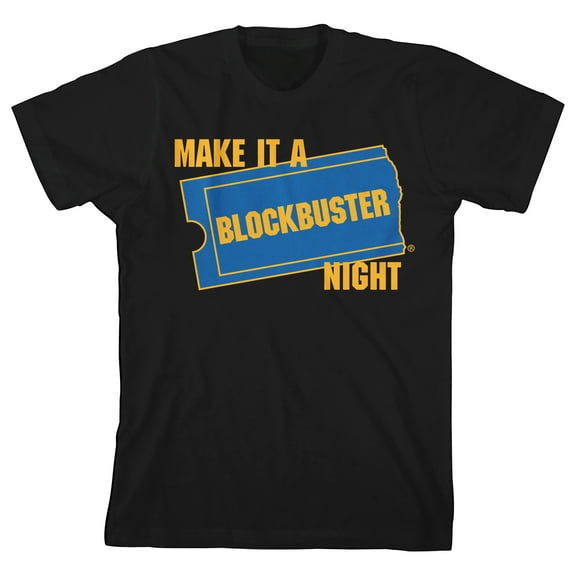 Bioworld Blockbuster Make It a Blockbuster Night Youth Black Short Sleeve Crew Neck Tee-Medium