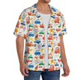 thumbnail image 2 of Balery Cartoon Transportation Camisa Casual de Manga Corta con Botones para Hombre, Texturizada, Estilo Cubano, para Playa, Verano-Small, 2 of 5