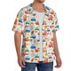 thumbnail image 2 of Balery Cartoon Transportation Camisa Casual de Manga Corta con Botones para Hombre, Texturizada, Estilo Cubano, para Playa, Verano-Small, 2 of 5