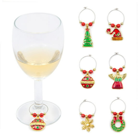 ELAYARD 6Pcs Vintage Charms Wine Glass Charms Zinc Alloy Drink Identification Assorted Supplies