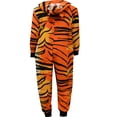 thumbnail image 2 of Apparel Connection LLC Womens Tiger Stripes Plush Orange and Black Onesie Hooded Pajama (Small), 2 of 2