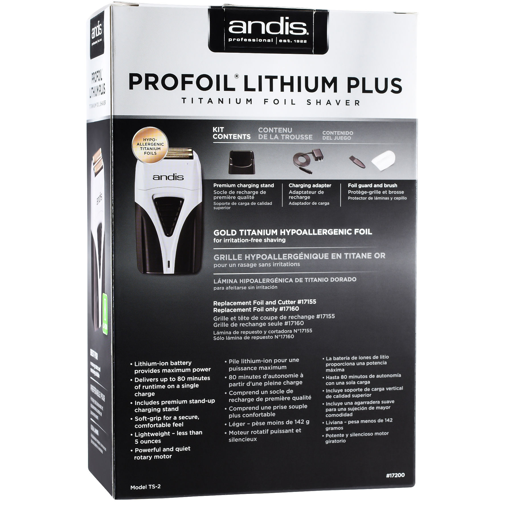 Andis Cordless Profoil Lithium Plus Titanium Foil Shaver with BeauWis Blade Brush - image 4 of 6