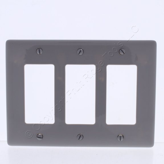 Hubbell NP263GY Gray Mid-Size Nylon Three Gang Decorator Wall Plate