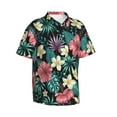 thumbnail image 2 of Daiia Green Tropical Leaves Hawaiian Shirt for Men Gentle Cotton Regular Short Sleeve Casual-X-Large, 2 of 9