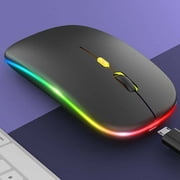 US 1-2 Pack Slim Wireless Bluetooth 2.4Ghz Mouse Dual Mode LED Rechargeable Mice