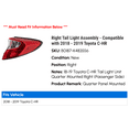 thumbnail image 2 of Right Tail Light Assembly - Compatible with 2018 - 2019 Toyota C-HR, 2 of 2