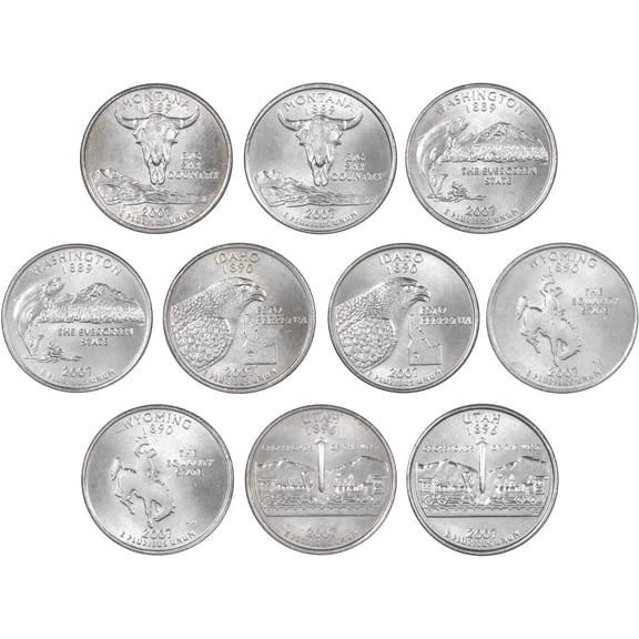 2007 P&D State Quarter 10 Coin Set BU Uncirculated Mint State 25c Collectible