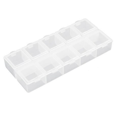 Jewelry Pills Plastic 10 Slots Storage Case Box Organizer Container Clear
