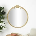 thumbnail image 2 of DecMode 30" x 32" Gold Ornate Baroque Round Scroll Wall Mirror, 2 of 9