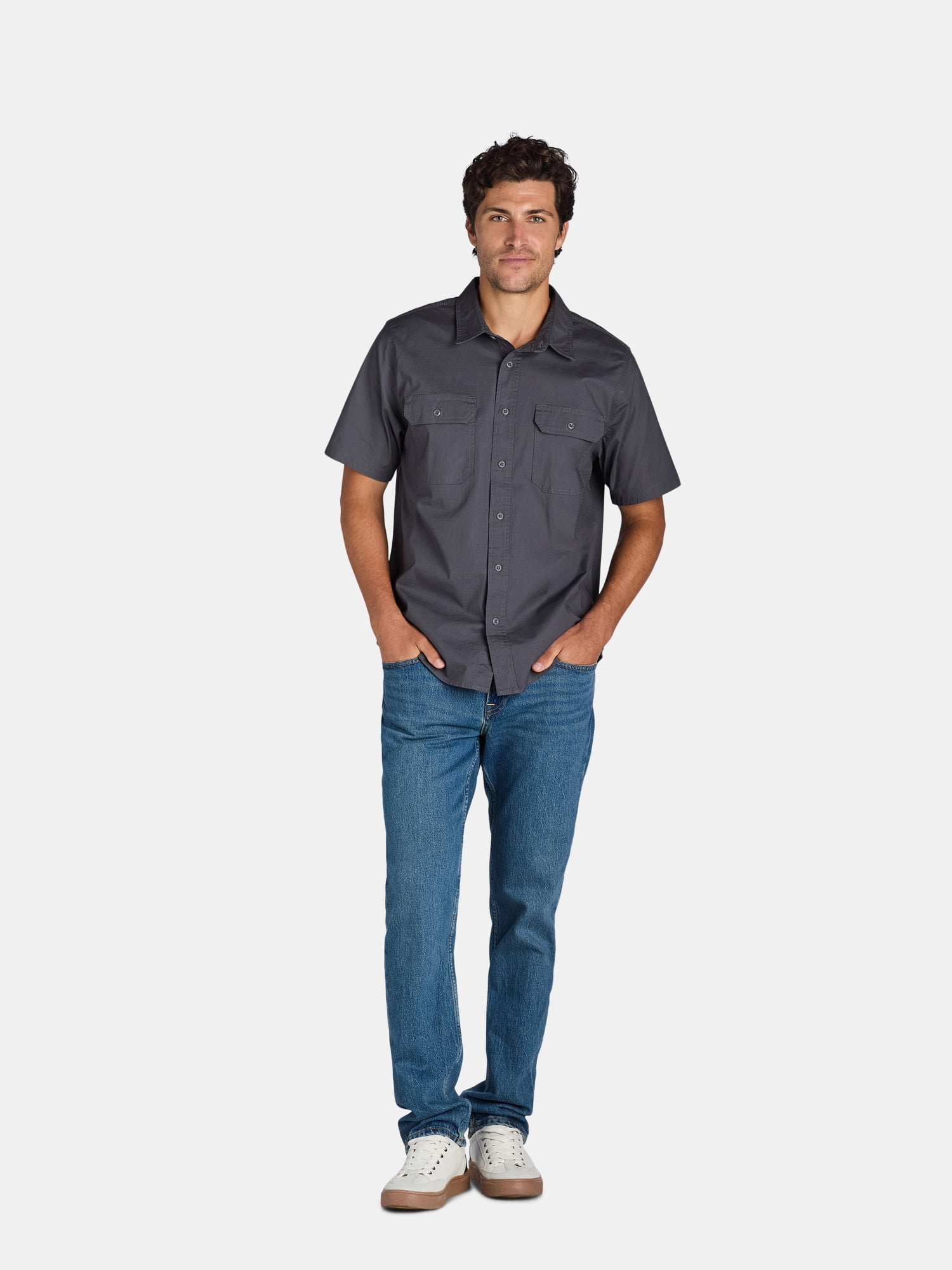 Brahma Men's Ripstop Work Shirt with Short Sleeves, Sizes S-5XL