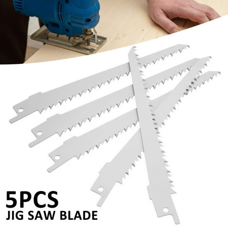 

THRENS 5pcs Universal Assorted Jig Saw Blades Set Wood Plastic Metal Cutting Jig Saw Knife Cutting Tool Compatible with All Jig Saw