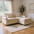 thumbnail image 3 of Gewnee Sectional Sofa with Chaise Storage Ottoman, Small L Shaped Free Combination Corduroy Couch Furniture Sets for Living Room, 3 of 17