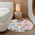 thumbnail image 3 of Round Area Rug 4ft, Spring Flower Easter Rabbit Non-Slip Non-Shedding Floor Mat, Colorful Checkered Pink Washable Sturdy Carpet for Living Room Bedroom Home Decor, 3 of 9