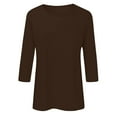 thumbnail image 5 of idosla 3/4 Length Sleeve Womens Tops Casual Loose Fit Crewneck T Shirts Cute Solid Three Quarter Length Tunic Tops (Coffee, M), 5 of 6