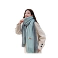 thumbnail image 2 of Eoperou Winter Women Scarf: Thick Warm Long And Width Color Matching Patchwork Windproof Tassel Decor Anti-shrink Heat Retention Neck Wrap, 2 of 8