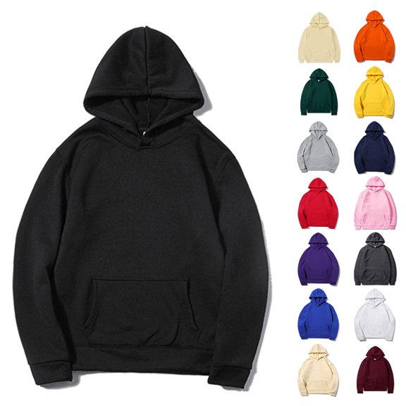 XRoczxe Men Solid‑Color Pullover Hoodie, Casual Long‑Sleeve Loose‑Fit Sweatshirt With Front Kangaroo Pocket